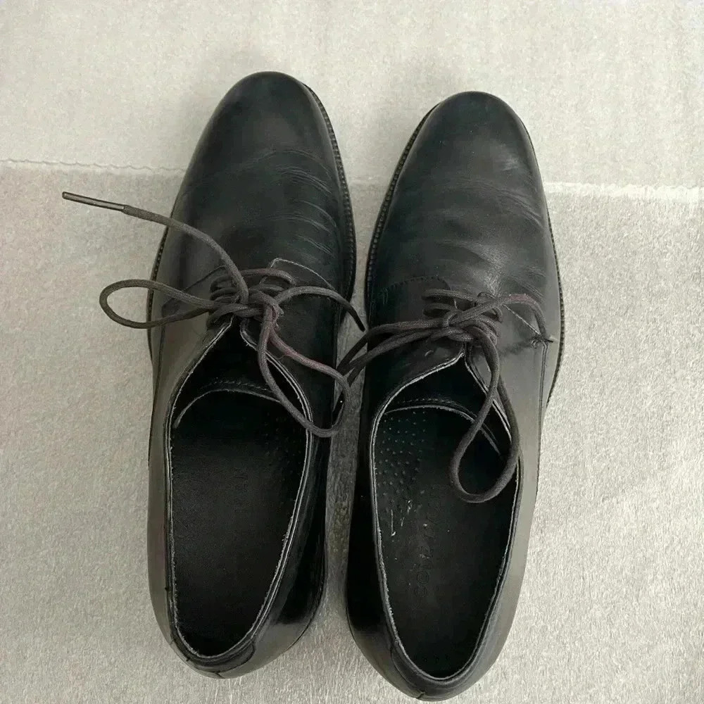 [9]Cole Haan Benton Plain Derby Dress Shoe Mens Black Leather  C24119